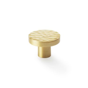 Click Here To Enlarge This Photo Of AW820-38-SB - Alexander & Wilks Hammered Face Round Cupboard Knob - Satin Brass - 38mm