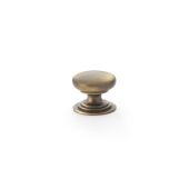 AW825-25-AB - Alexander & Wilks Round Cupboard Knob Integral Stepped Rose - Antique Brass - 25mm