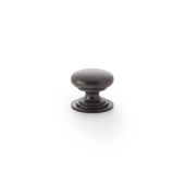 AW825-25-DBZ - Alexander & Wilks Round Cupboard Knob Integral Stepped Rose - Dark Bronze - 25mm