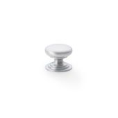 AW825-25-SN - Alexander & Wilks Round Cupboard Knob Integral Stepped Rose - Satin Nickel - 25mm
