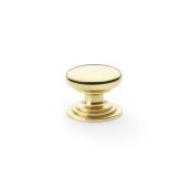 AW825-32-PBL - Alexander & Wilks Round Cupboard Knob Integral Stepped Rose - Lacquered Brass - 32mm