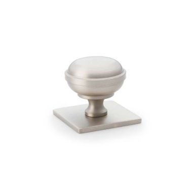 Click Here To Enlarge This Photo Of AW826-34-SN - Alexander & Wilks Quantock Cupboard Knob 34mm on Square Backplate - Satin Nickel