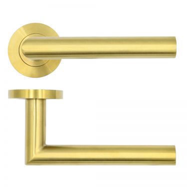 Click Here To Enlarge This Photo Of RT010PVDSB - Zoo Hardware Rosso Tecnica 'Lugano' Lever on Round Rose - Satin Brass
