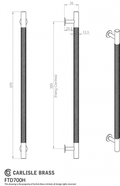 Click Here To Enlarge This Photo Of FTD700HSN - Carlisle Brass Fingertip Design Knurled Pull Handle 370mm &lpar;320mm c&sol;c&rpar; Satin Nickel