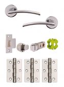 JTB71005 Jigtech Polished Chrome 'Sabre' Passage Door Pack &lpar;57mm Backset and 3" Hinges&rpar;