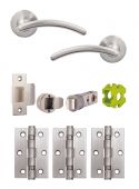 JTB71210 Jigtech Satin Chrome 'Viper' Passage Door Pack &lpar;57mm Backset and 3" Hinges&rpar;