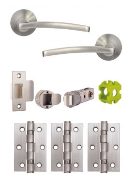 Click Here To Enlarge This Photo Of JTB71220 Jigtech Satin Chrome 'Condor' Passage Door Pack &lpar;57mm Backset and 3" Hinges&rpar;