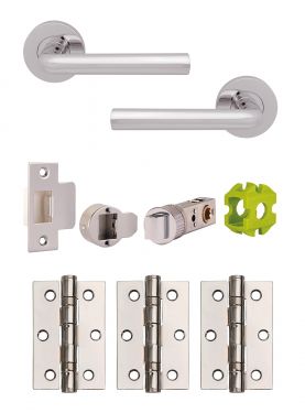 Click Here To Enlarge This Photo Of JTB72025 Jigtech Polished Chrome 'Riva' Passage Door Pack &lpar;57mm Backset and 3" Hinges&rpar;