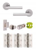 JTB72025 Jigtech Polished Chrome 'Riva' Passage Door Pack &lpar;57mm Backset and 3" Hinges&rpar;