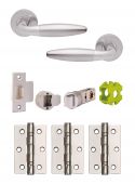 JTB72065 Jigtech Polished Chrome&sol;Satin Chrome 'Parma' Passage Door Pack &lpar;57mm Backset and 3" Hinges&rpar;