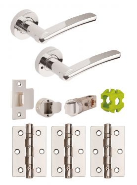 Click Here To Enlarge This Photo Of JTB81020 Jigtech Polished Chrome 'Condor' Privacy Door Pack &lpar;57mm Backset and 3" Hinges&rpar;