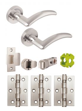 Click Here To Enlarge This Photo Of JTB81210 Jigtech Satin Chrome 'Viper' Privacy Door Pack &lpar;57mm Backset and 3" Hinges&rpar;
