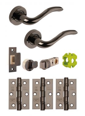 Click Here To Enlarge This Photo Of JTB81400 Jigtech Black Nickel 'Solar' Privacy Door Pack &lpar;57mm Backset and 3" Hinges&rpar;