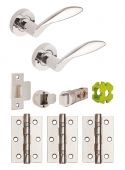 JTB82000 Jigtech Polished Chrome 'Cresta' Privacy Door Pack &lpar;57mm Backset and 3" Hinges&rpar;