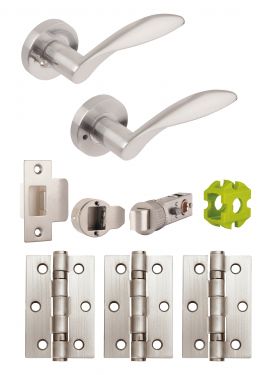 Click Here To Enlarge This Photo Of JTB82200 Jigtech Satin Chrome 'Cresta' Privacy Door Pack &lpar;57mm Backset and 3" Hinges&rpar;