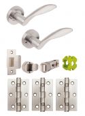 JTB82200 Jigtech Satin Chrome 'Cresta' Privacy Door Pack &lpar;57mm Backset and 3" Hinges&rpar;
