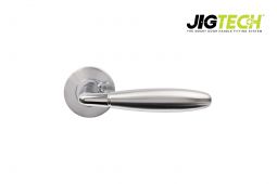 JTF1070-F Jigtech Polished Chrome&sol;Satin Chrome 'Harrier' Lever On Rose &lbrack;CE&rsqb;