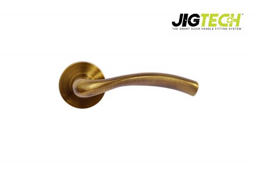 Click Here To Enlarge This Photo Of JTF1600-F Jigtech Antique Brass 'Solar' Lever On Rose &lbrack;CE&rsqb;