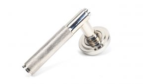 45668 From The Anvil Polished Nickel Brompton Lever on Rose Set &lpar;Art Deco&rpar;