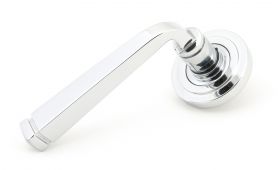 45616 From The Anvil Polished Chrome Avon Round Lever on Rose Set &lpar;Art Deco&rpar;