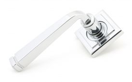 49952 From The Anvil Polished Chrome Avon Round Lever on Rose Set &lpar;Square&rpar; - Unsprung