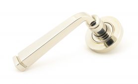45619 From The Anvil Polished Nickel Avon Round Lever on Rose Set &lpar;Plain&rpar;