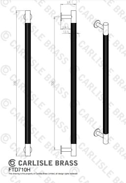 Click Here To Enlarge This Photo Of FTD710HAB - Carlisle Brass Fingertip Design 'Lines' Pull Handle 370mm &lpar;320mm c&sol;c&rpar; Antique Brass