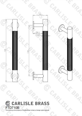 Click Here To Enlarge This Photo Of FTD710BSB - Carlisle Brass Fingertip Design 'Lines' Pull Handle 158mm &lpar;128mm c&sol;c&rpar; Satin Brass