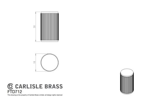 Click Here To Enlarge This Photo Of FTD712SB - Carlisle Brass Fingertip Design 'Lines' Knob 18mm dia &lpar;30mm projection&rpar; Satin Brass