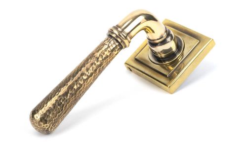 Click Here To Enlarge This Photo Of 46072 From The Anvil Aged Brass Hammered Newbury Lever on Rose Set &lpar;Square&rpar;
