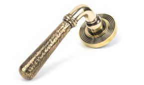50039 From The Anvil Aged Brass Hammered Newbury Lever on Rose Set &lpar;Beehive&rpar; - Unsprung