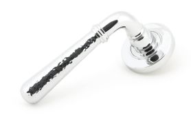 50041 From The Anvil Polished Chrome Hammered Newbury Lever on Rose Set &lpar;Plain&rpar; - Unsprung