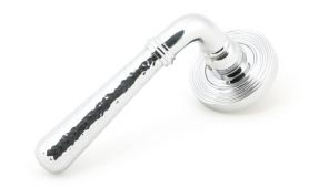 50043 From The Anvil Polished Chrome Hammered Newbury Lever on Rose Set &lpar;Beehive&rpar; - Unsprung