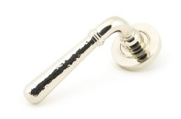 46077 From The Anvil Polished Nickel Hammered Newbury Lever on Rose Set &lpar;Plain&rpar;