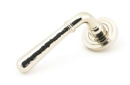 46078 From The Anvil Polished Nickel Hammered Newbury Lever on Rose Set &lpar;Art Deco&rpar;