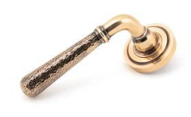 46086 From The Anvil Polished Bronze Hammered Newbury Lever on Rose Set &lpar;Art Deco&rpar;