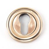 46126 From The Anvil Polished Bronze Round Euro Escutcheon &lpar;Art Deco&rpar;
