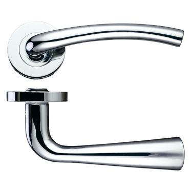 Click Here To Enlarge This Photo Of ZPZ010PN - Zoo Hardware Stanza 'Assisi' Lever Handles on Round Screw on Rose - Polished Nickel &lpar;Designer Range&rpar;