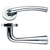 ZPZ010PN - Zoo Hardware Stanza 'Assisi' Lever Handles on Round Screw on Rose - Polished Nickel &lpar;Designer Range&rpar;