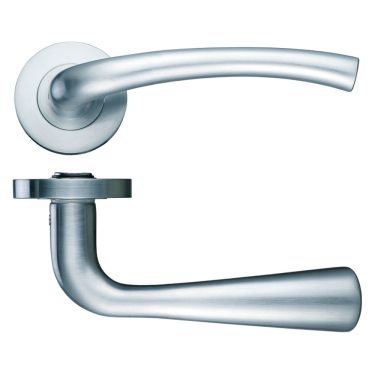 Click Here To Enlarge This Photo Of ZPZ010SN - Zoo Hardware Stanza 'Assisi' Lever Handles on Round Screw on Rose - Satin Nickel &lpar;Designer Range&rpar;