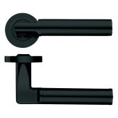 ZPZ030-OMB - Zoo Hardware Stanza 'Milan' Lever Handles on Round Screw on Rose - Oscuro Matt Black &lpar;Designer Range&rpar;