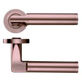 ZPZ030-TRG - Zoo Hardware Stanza 'Milan' Lever Handles on Round Screw on Rose - Tuscan Rose Gold &lpar;Designer Range&rpar;