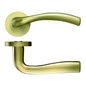 ZPZ050-FSB - Zoo Hardware Stanza 'Siena' Lever Handles on Round Screw on Rose - Favo Satin Brass &lpar;Designer Range&rpar;