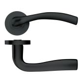 ZPZ050-OMB - Zoo Hardware Stanza 'Siena' Lever Handles on Round Screw on Rose - Oscuro Matt Black &lpar;Designer Range&rpar;