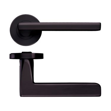 Click Here To Enlarge This Photo Of ZPZ070-ETB - Zoo Hardware Stanza 'Venice' Lever Handles on Round Screw on Rose - Etna Bronze &lpar;Designer Range&rpar;