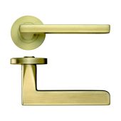 ZPZ070-FSB - Zoo Hardware Stanza 'Venice' Lever Handles on Round Screw on Rose - Favo Satin Brass &lpar;Designer Range&rpar;