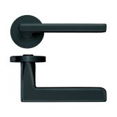 ZPZ070-OMB - Zoo Hardware Stanza 'Venice' Lever Handles on Round Screw on Rose - Oscuro Matt Black &lpar;Designer Range&rpar;