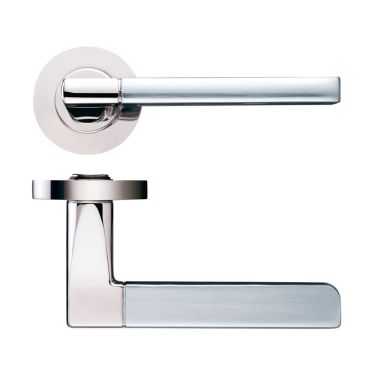 Click Here To Enlarge This Photo Of ZPZ070PNSN - Zoo Hardware Stanza 'Venice' Lever Handles on Round Screw on Rose &lpar;Dual Finish&rpar; Satin Nickel&sol;Polished Nickel &lpar;Designer Range&rpar;