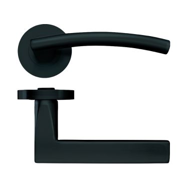 Click Here To Enlarge This Photo Of ZPZ080-OMB - Zoo Hardware Stanza 'Amalfi' Lever Handles on Round Screw on Rose - Oscuro Matt Black &lpar;Designer Range&rpar;