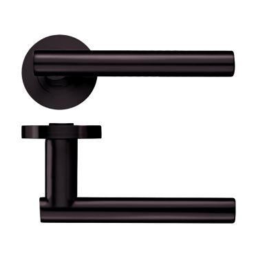 Click Here To Enlarge This Photo Of ZPZ090-ETB - Zoo Hardware Stanza 'Lucca' Lever Handles on Round Screw on Rose - Etna Bronze &lpar;Designer Range&rpar;